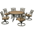 thumbnail image 1 of Hanover Monaco 7-Piece Dining Set in Tan with Six Swivel Rockers and a 60-in. Tile-Top Table, 1 of 9