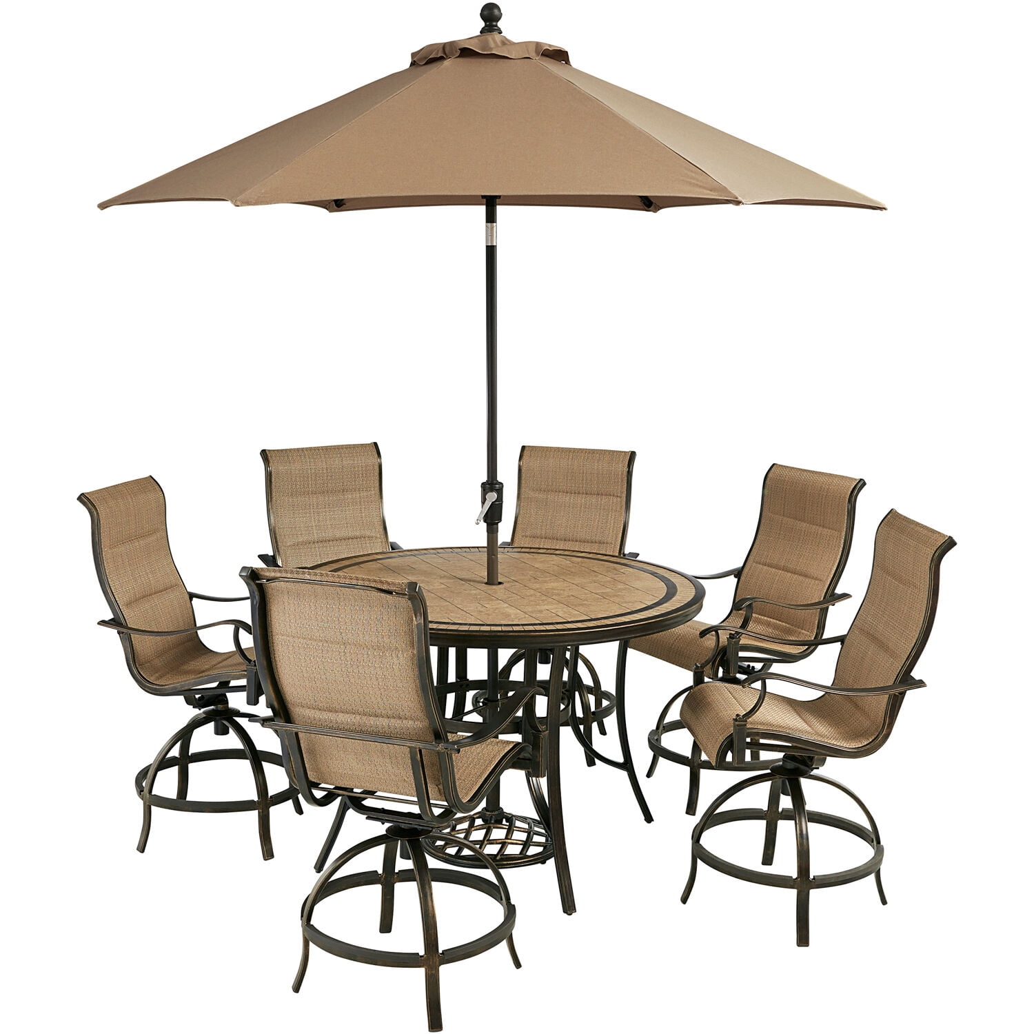 Hanover Monaco 7-Piece Outdoor High Dining Patio Set, 6 Counter-Height ...