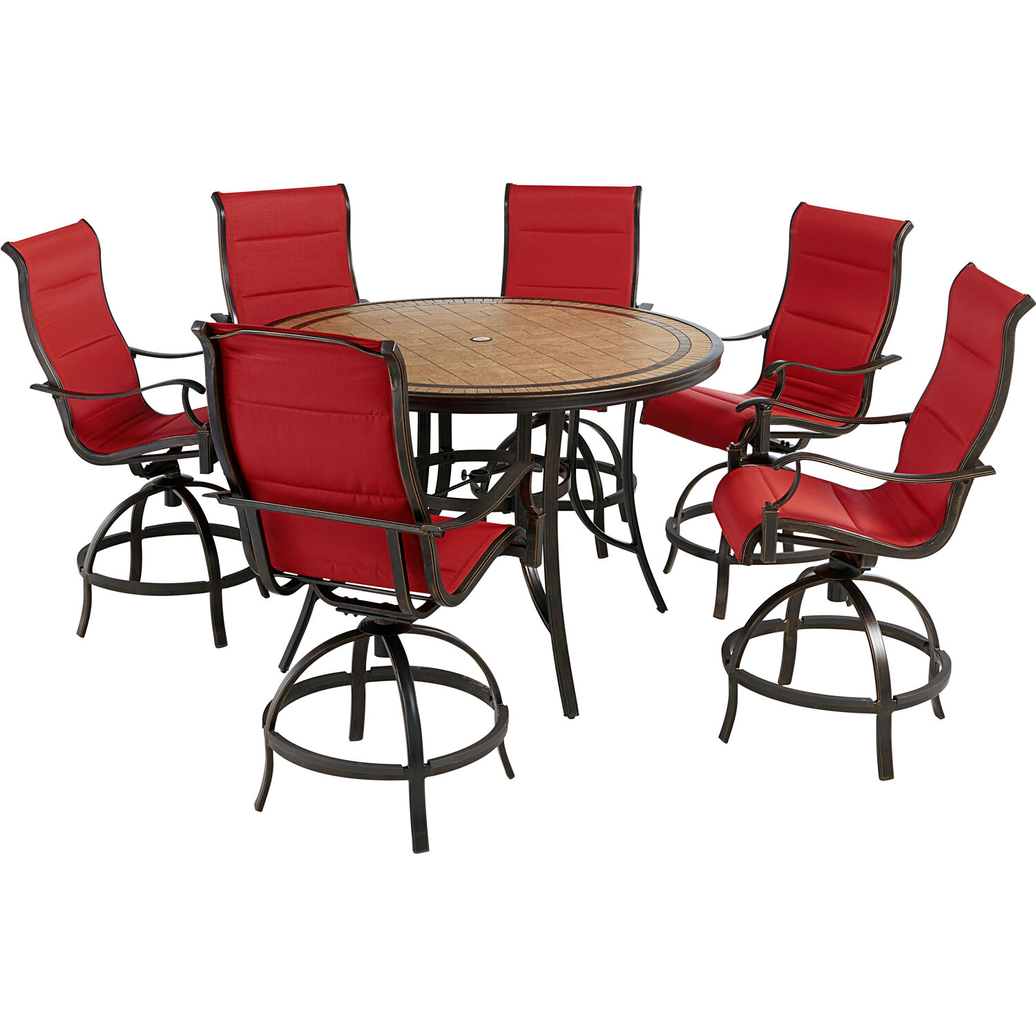 Hanover Monaco 7Piece Outdoor High Dining Patio Set, 6 CounterHeight