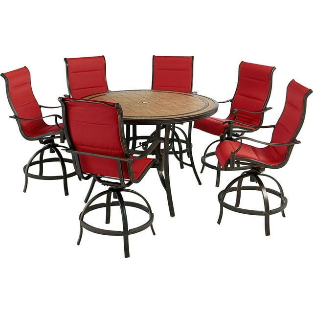 Hanover Monaco 7Piece Outdoor High Dining Patio Set, 6 CounterHeight