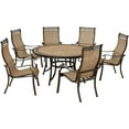 thumbnail image 1 of Hanover Monaco 7-Piece Outdoor Patio Dining Set, 6 Sling Stationary Chairs and 60" Round Tile Table, Brushed Bronze Finish, Rust-Resistant, All-Weather - MONDN7PCRDTL, 1 of 9