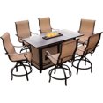 thumbnail image 1 of Hanover Monaco 7-Piece Rust-Free Aluminum with 6 PVC Sling Counter-Height Swivel Chairs and Aluminum Slat Rectangular Fire Pit Table, MONDN7PCFP-BR, 1 of 6