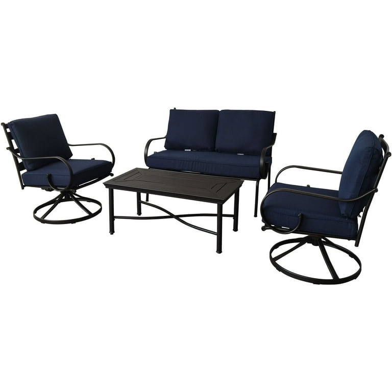 Hanover Montclair 4-Piece All-Weather Outdoor Patio Chat Set,