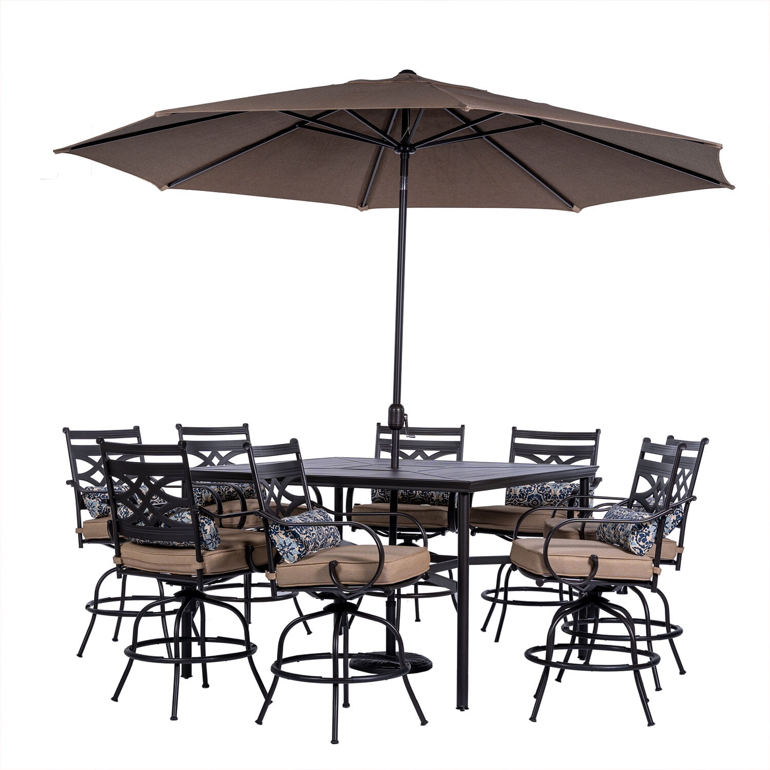 Hanover Montclair 9Piece AllWeather Outdoor Patio High Dining Set, 8