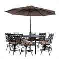 thumbnail image 1 of Hanover Montclair 9-Piece All-Weather Outdoor Patio High Dining Set, 8 Swivel Counter-Height Chairs with Comfortable Seat and Lumbar Cushions, 60" Square Stamped Rectangle Table, MCLRDN9PCBRSW8-SU-T, 1 of 13