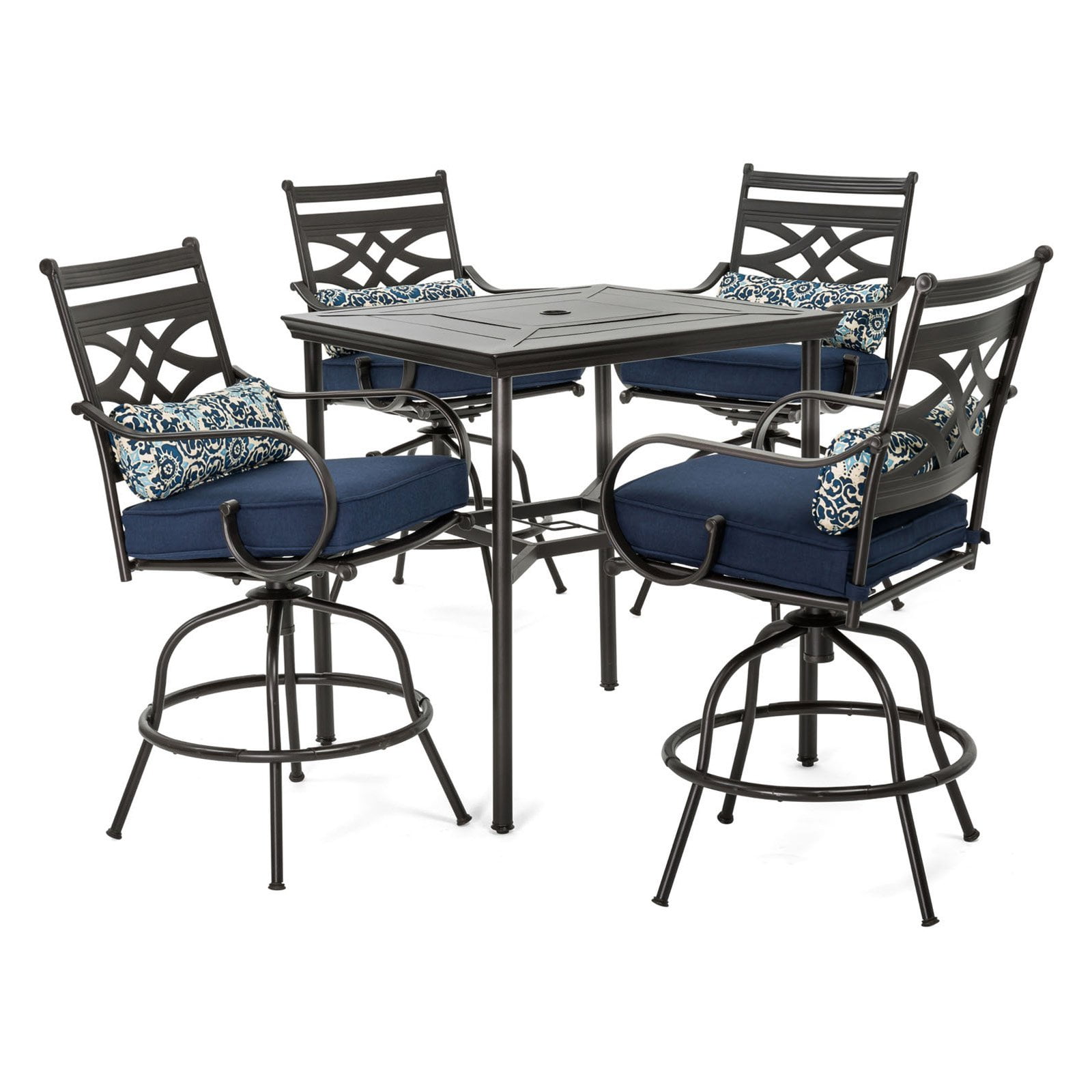 Hanover Montclair 5Piece Steel Outdoor CounterHeight Dining Set with Chairs and Table, Seats 4
