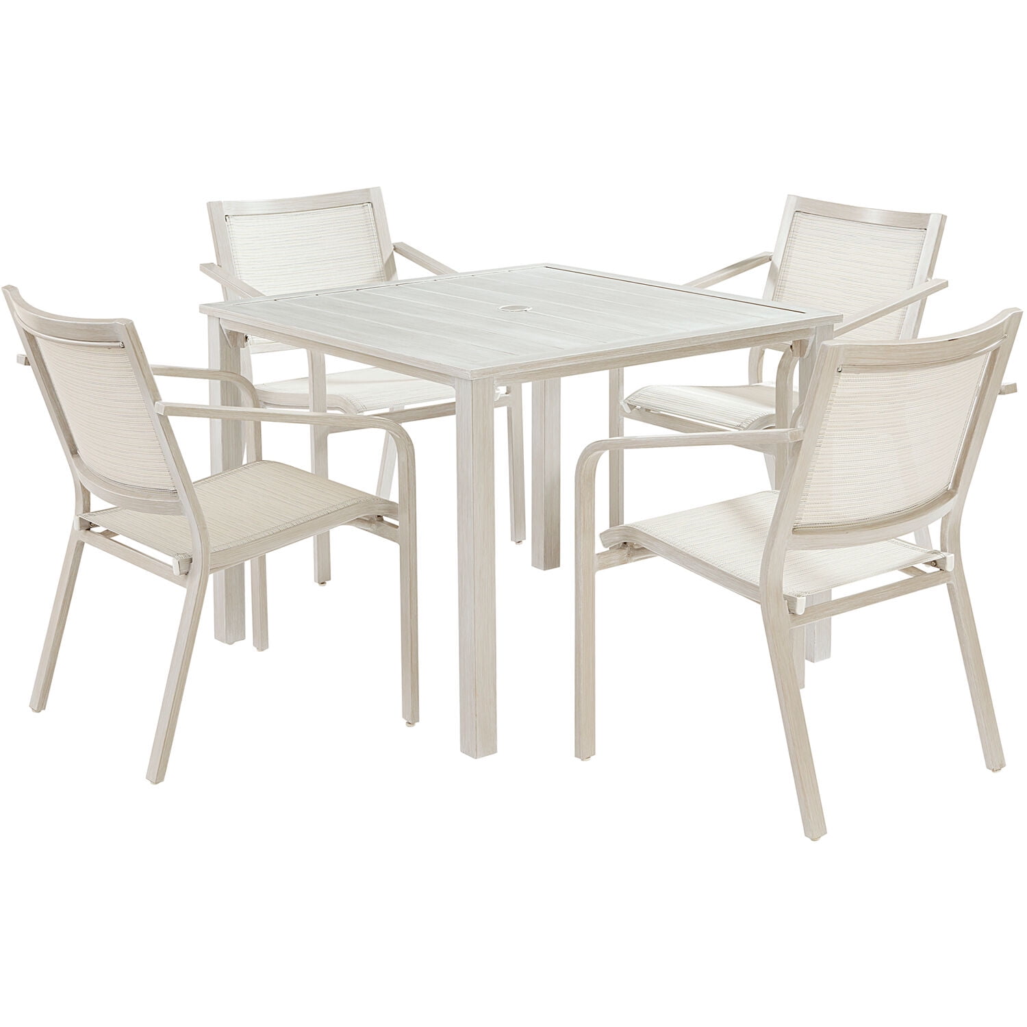 Hanover Morrison 5 Piece Outdoor Costal Dining Set with 4 Aluminum