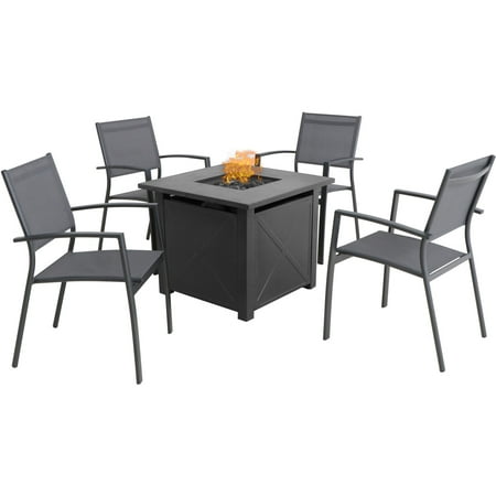 Hanover Naples 5-Piece Outdoor Fire Pit Chat Set