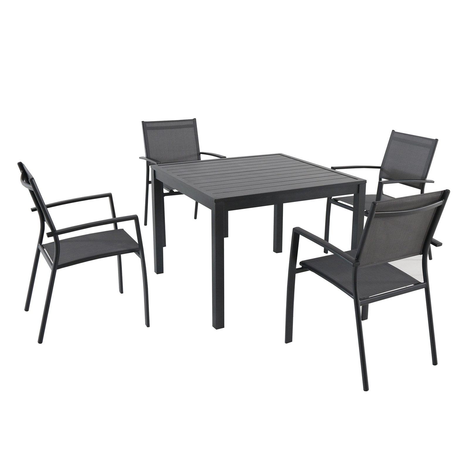 Naples 5-Piece Matte Black and Gray Aluminum Outdoor Dining Set