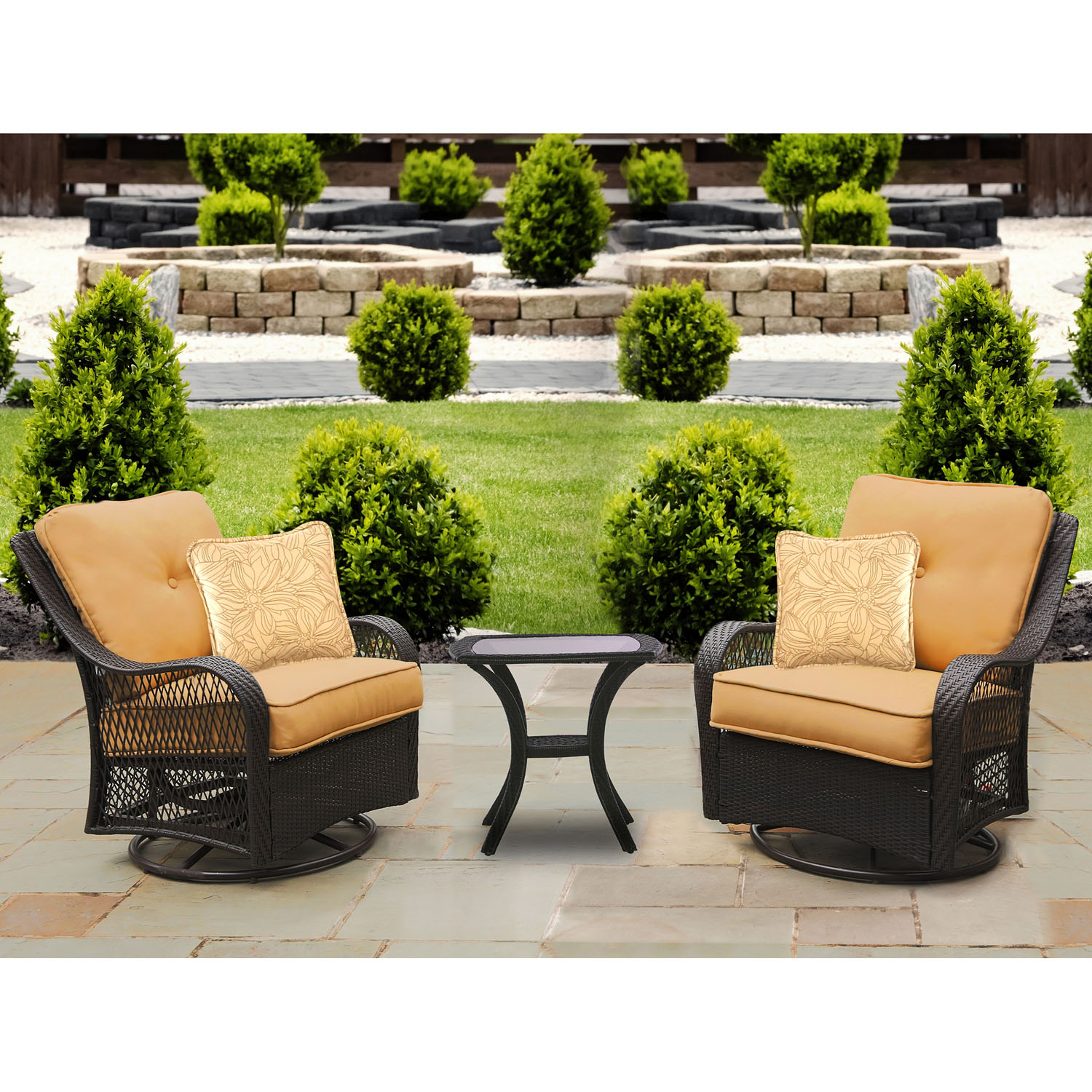 Hanover Orleans 3-Piece Outdoor Swivel Rocking Chat Set - image 1 of 6