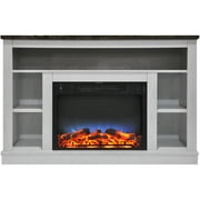 Hanover Oxford 47 In. Electric Fireplace with a Multi-Color LED Insert and White Mantel