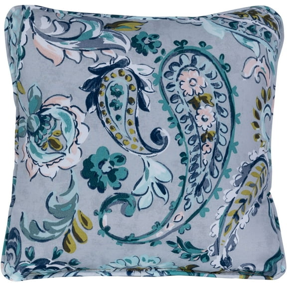 Hanover Paisley Indoor/Outdoor Throw Pillow, Decorative, Set of 1, Grey/Blue - HANTPPAIS-GYB
