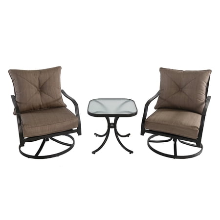 Hanover Palm Bay 3-Piece Outdoor Swivel Chat Set