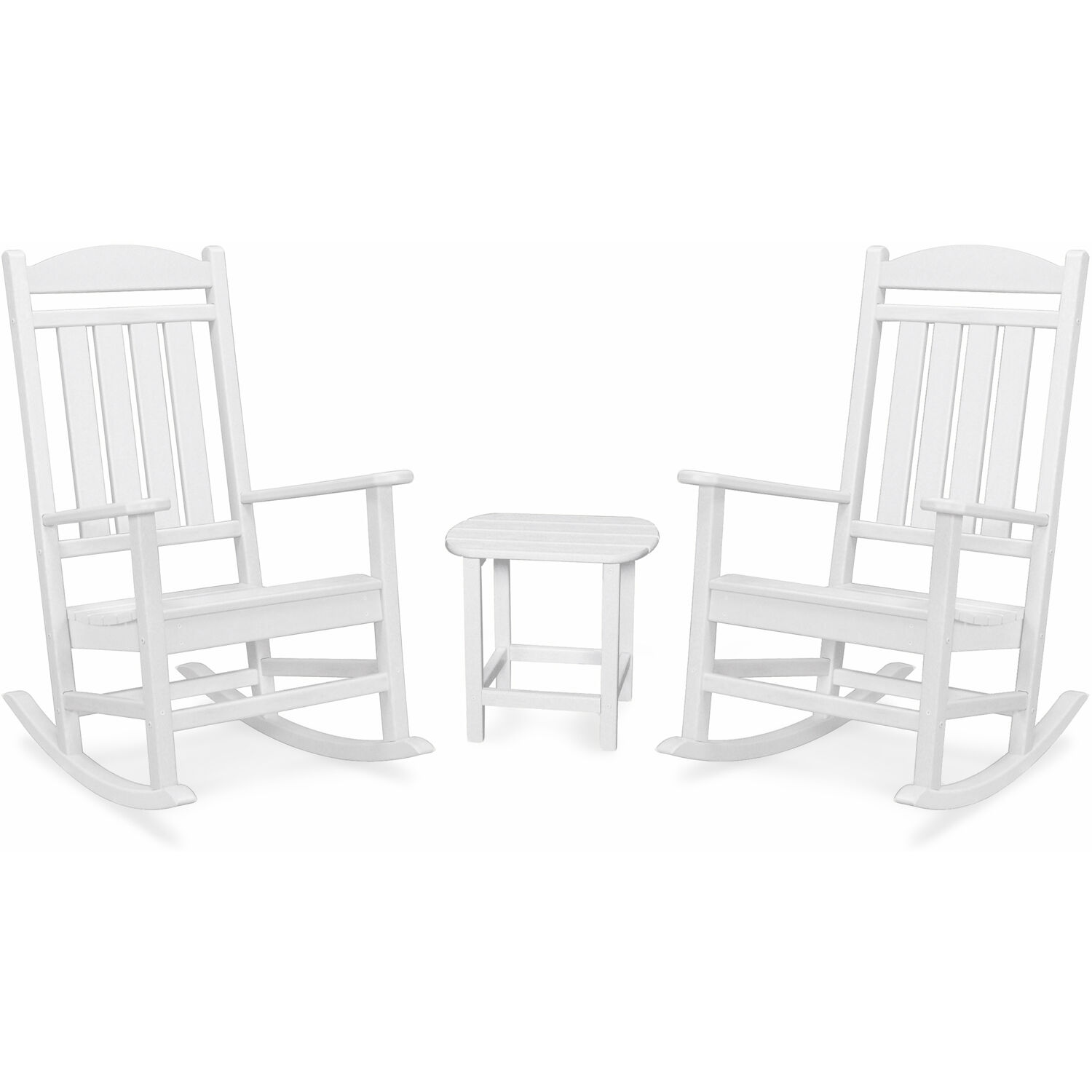 Hanover Pineapple Cay All-Weather 3-Piece Outdoor Patio Porch Rocker Chat Set, 2 Rockers and Side Table, Eco-Friendly, Recycled Material, Made in USA - PINE3PC-WHT - image 1 of 5