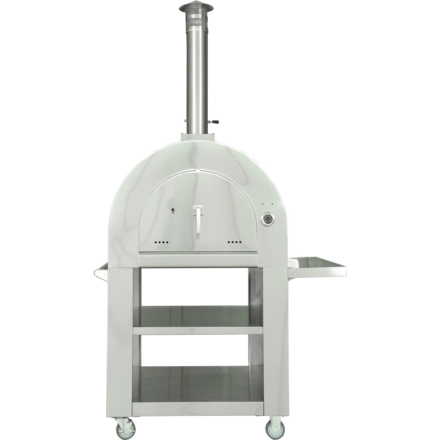 Hanover Portable Outdoor Wood Fired Pizza Oven | Stainless Steel Freestanding Homemade Pizza Maker with Built-In Thermometer, Shelves, Castors, and Ash-Tray - image 1 of 11