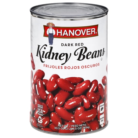 Hanover Redskin Kidney Beans Dark Red, 40.5 oz Can – Family-Size Seasoned Beans for Chili, Rice, and Sides