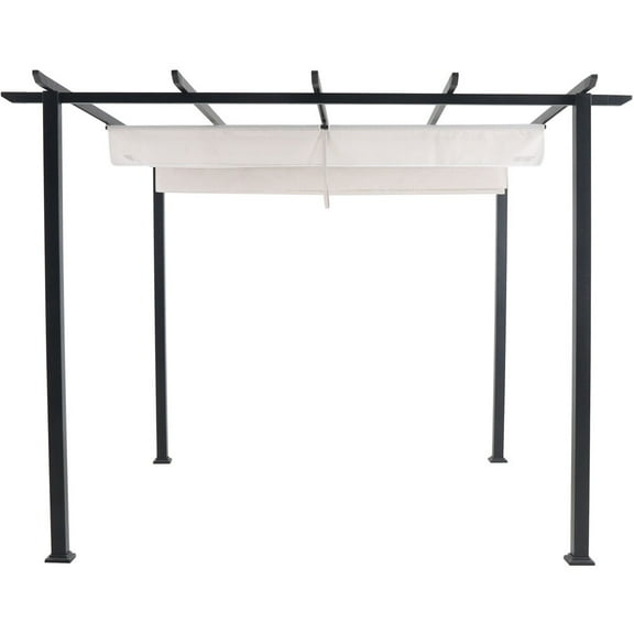 Hanover Reed 9.8' D x 9.8' W x 7.6' H Aluminum and Steel Pergola with Adjustable Sling Canopy in Gray, REEDPERG-GRY