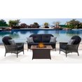 thumbnail image 1 of Hanover San Marino 4-Piece Woven Fire Pit Set with Faux-Stone Tile Top, 1 of 10