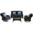 thumbnail image 1 of Hanover Strathmere 4-Piece Wicker and Steel Outdoor Conversation Set, Navy Blue, 1 of 12