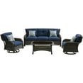 thumbnail image 1 of Hanover Strathmere 4-Piece Wicker and Steel Outdoor Conversation Set, Navy Blue, 1 of 15