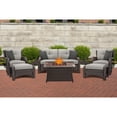 thumbnail image 1 of Hanover Strathmere 6-Piece Fire Pit Lounge Set with Glazed Faux-Wood Tile Top, 1 of 11