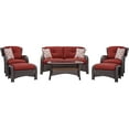 thumbnail image 1 of Hanover Strathmere 6-Piece Wicker and Steel Outdoor Conversation Set, Deep Red, 1 of 17