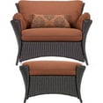 thumbnail image 1 of Hanover Strathmere Allure 2-Piece Steel Outdoor Patio Set Outdoor Patio Deep Seating Set with Brown Wicker, Woodland Rust Brown Cushions, and Oversized Ottoman, STRATHALLURE2PC, 1 of 10