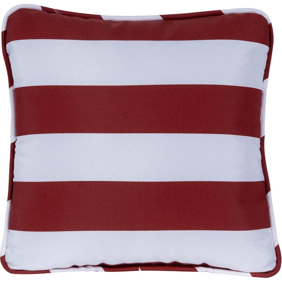 Hanover Stripe Indoor/Outdoor Throw Pillow, Decorative, Set of 1, Red - HANTPSTRP-RED