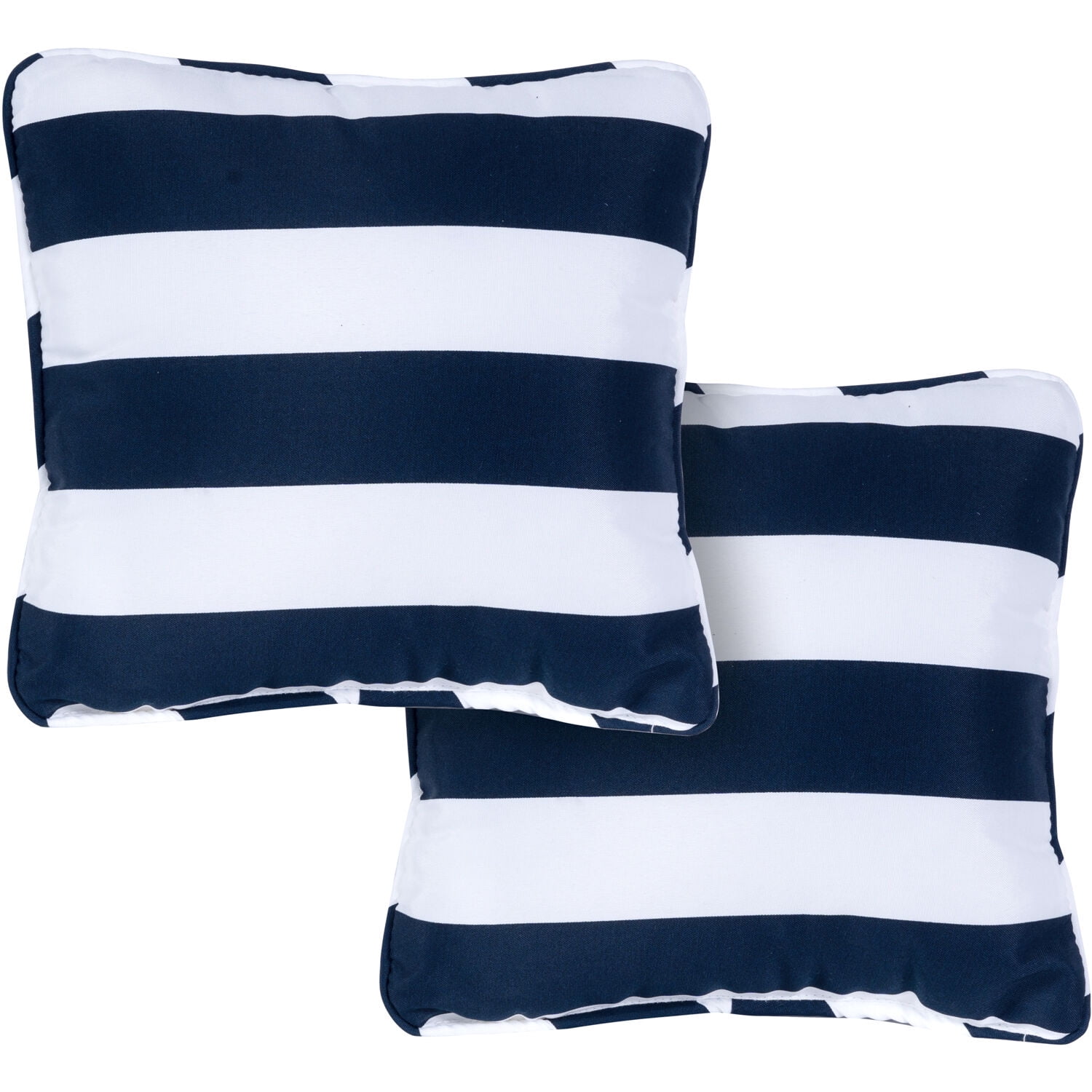Navy and White Striped 16" Indoor/Outdoor Throw Pillows, Set of 2
