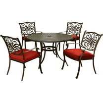 Hanover Traddn5pc Traditions Five Piece Round Aluminum Framed Outdoor Dining Set - Blue