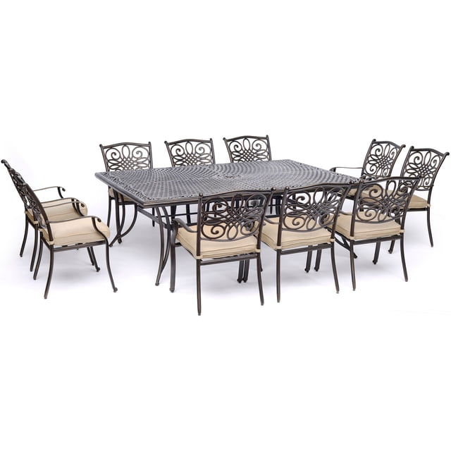 "Hanover 11-Piece Patio Dining Set | TRADDN11PC, 60x84"" Table and 10 ...