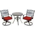 thumbnail image 1 of Hanover Traditions 3-Piece Outdoor Bistro Set with Round Cast-Top Table and 2 Swivel Rockers, 1 of 16
