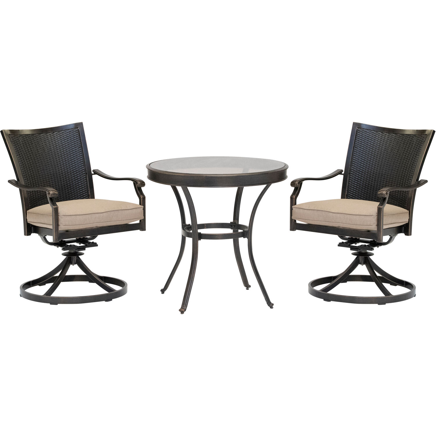 Hanover Traditions 3-Piece Outdoor Patio Bistro Set, 2 Aluminum Chairs and 30" Round Glass Table - image 1 of 9