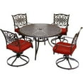 thumbnail image 1 of Hanover Traditions 5-Piece Aluminum Outdoor Dining Set with Round Table and Swivel Rockers, Seats 4, 1 of 11