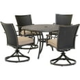 thumbnail image 1 of Hanover Traditions 5-Piece Outdoor Furniture Patio Dining Set, 4 Cushioned Wicker Back Cast Aluminum Swivel Rocker Chairs and 48" Round Cast Table, Br, 1 of 11