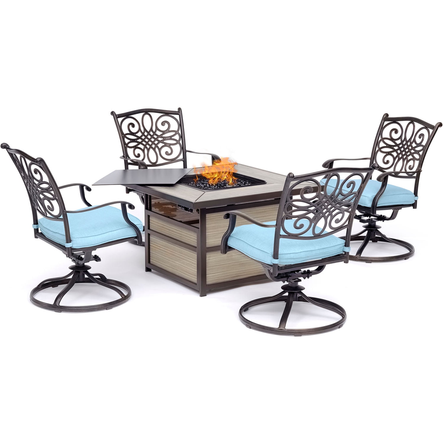 Hanover Traditions 5Piece Fire Pit Chat Set with 4 Swivel Rockers in
