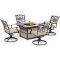thumbnail image 1 of Hanover Traditions 5-Piece Fire Pit Chat Set with 4 Swivel Rockers in Tan with a 40,000 BTU Fire Pit Table, 1 of 18