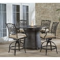 thumbnail image 1 of Hanover Traditions 5-Piece High-Dining Set in Tan with 4 Swivel Chairs and a 40,000 BTU Cast-top Fire Pit Table, 1 of 16
