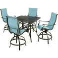 thumbnail image 1 of Hanover Traditions 5-Piece Outdoor High Dining Patio Set, 4 Counter-Height Padded Sling Swivel Chairs and 42" Square Cast Aluminum Table, Brushed Bronze Finish, Rust-Resistant, All-Weather, 1 of 8