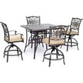 thumbnail image 1 of Hanover Traditions 5-Piece Outdoor High-Dining Set with Square Cast-Top Table and 4 Tall Swivel Rockers, 1 of 14