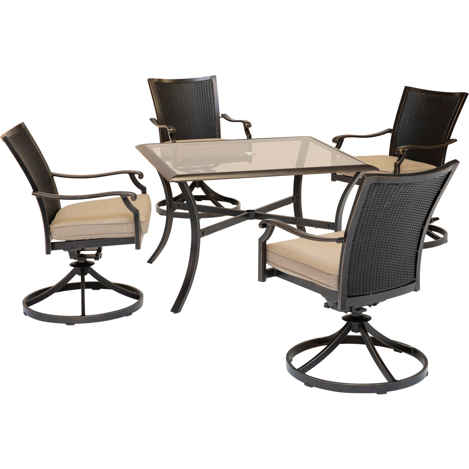 Hanover Traditions 5-Piece Outdoor Patio Dining Set, Wicker Back Cast Aluminum Chairs and 42"  Table - image 1 of 9