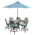 thumbnail image 1 of Hanover Traditions 7-Piece High-Dining Set in Blue with 6 Swivel Chairs and a 60 In. Cast-Top Table, 1 of 15