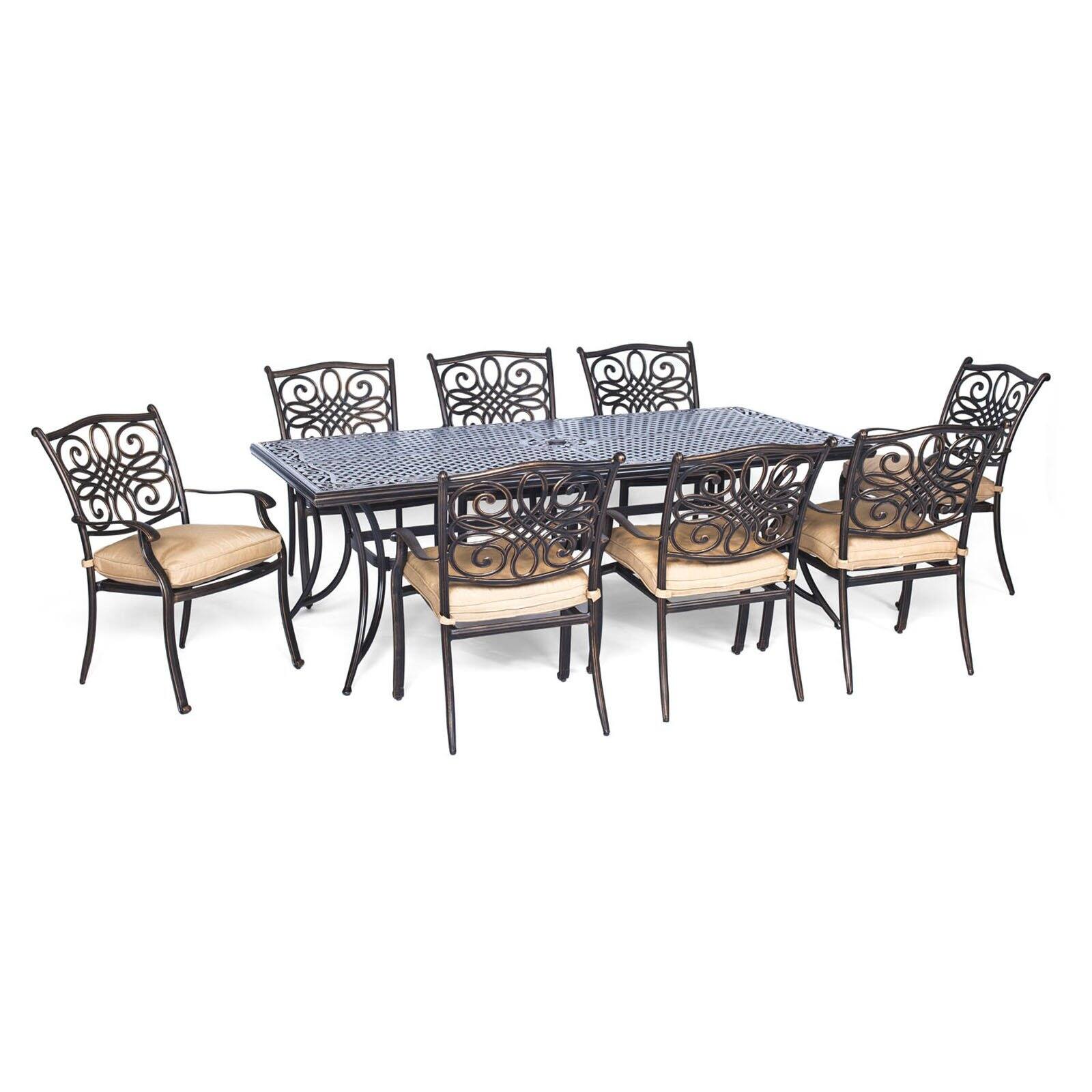 Hanover Traditions 9-Piece Aluminum Outdoor Dining Set, Natural Oat - image 1 of 17