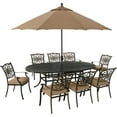 thumbnail image 1 of Hanover Traditions 9-Piece Aluminum Outdoor Dining Set with Umbrella, Tan, 1 of 10