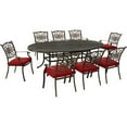 thumbnail image 1 of Hanover Traditions 9-Piece Dining Set in Red with Eight Stationary Dining Chairs and 95-in. x 60-in. Oval Cast Dining Table, 1 of 9
