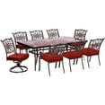 thumbnail image 1 of Hanover Traditions 9-Piece Outdoor Dining Set with Glass-Top Table, 2 Swivel Rockers, and 6 Stationary Chairs, 1 of 12