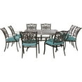 thumbnail image 1 of Hanover Traditions 9-Piece Aluminum Outdoor Dining Set, Blue, 1 of 22