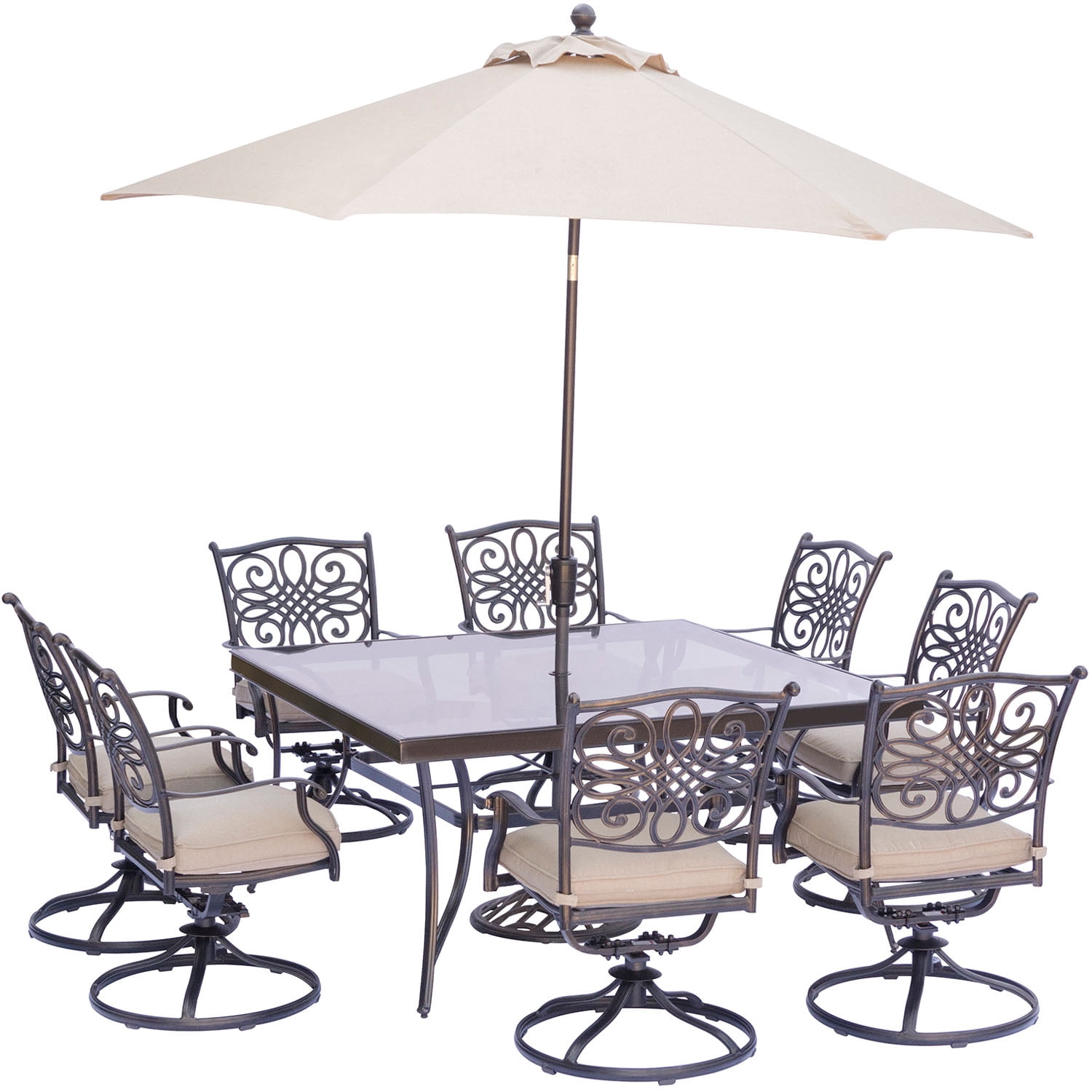 Hanover Traditions 9Piece RustFree Aluminum Outdoor Patio Dining Set
