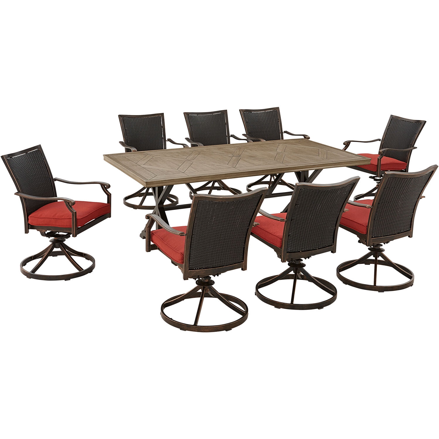 Hanover Traditions Farmhouse 9-Piece Outdoor Patio Dining Set, 8 ...