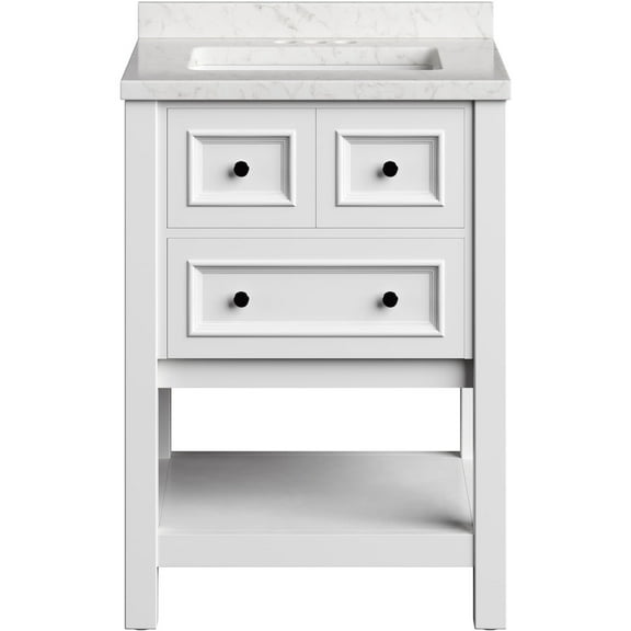 Hanover Tremont 24'' Vanity Cabinet with Sink Combo for Bathroom, Powder Room | Pre-Assembled Cabinet | Artificial Stone Countertop | White Cabinet | HANVN0107-24-1WH